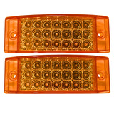 All Star Truck Parts] Qty 2 Amber/Red 6" 21 LED Side Marker Clearance Light Rectangle 12V Truck Trailer Camper Boat Marine 6x2 Rectangular Surface Mount [Sealed and Waterproof]