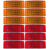 All Star Truck Parts] Amber + Red 6" 21 LED Side Marker Clearance Light Rectangle 12V Truck Trailer Camper Boat Marine 6x2 Rectangular Surface Mount [Sealed and Waterproof]