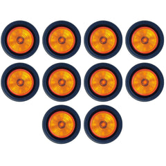 Red/Amber 2" Round Trailer 9 LED Clearance Side Marker Lights [DOT FMVSS 108] [SAE P2] [Reflector Lens] [Grommet+Plug] [Flush-Mount] [Waterproof IP67] Marker Clearance Lights Trailer Truck