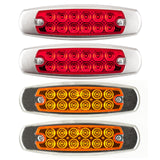 6.2" LED Marker Clearance Light 12 LED Amber/Red Trailer Lights Surface Mount Sealed 6-1/5" Amber/Red Rectangular Spyder Fish Shape Marker & Clearance Lights Stainless Steel Rim Bezel 12V