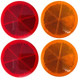 [ALL STAR TRUCK PARTS] Class A 3" Round Reflector Strong Stick-on - RED/AMBER for Trailers, Trucks, Automobiles, Mail Boxes, Boats, SUV's, RV's, Industrial Applications