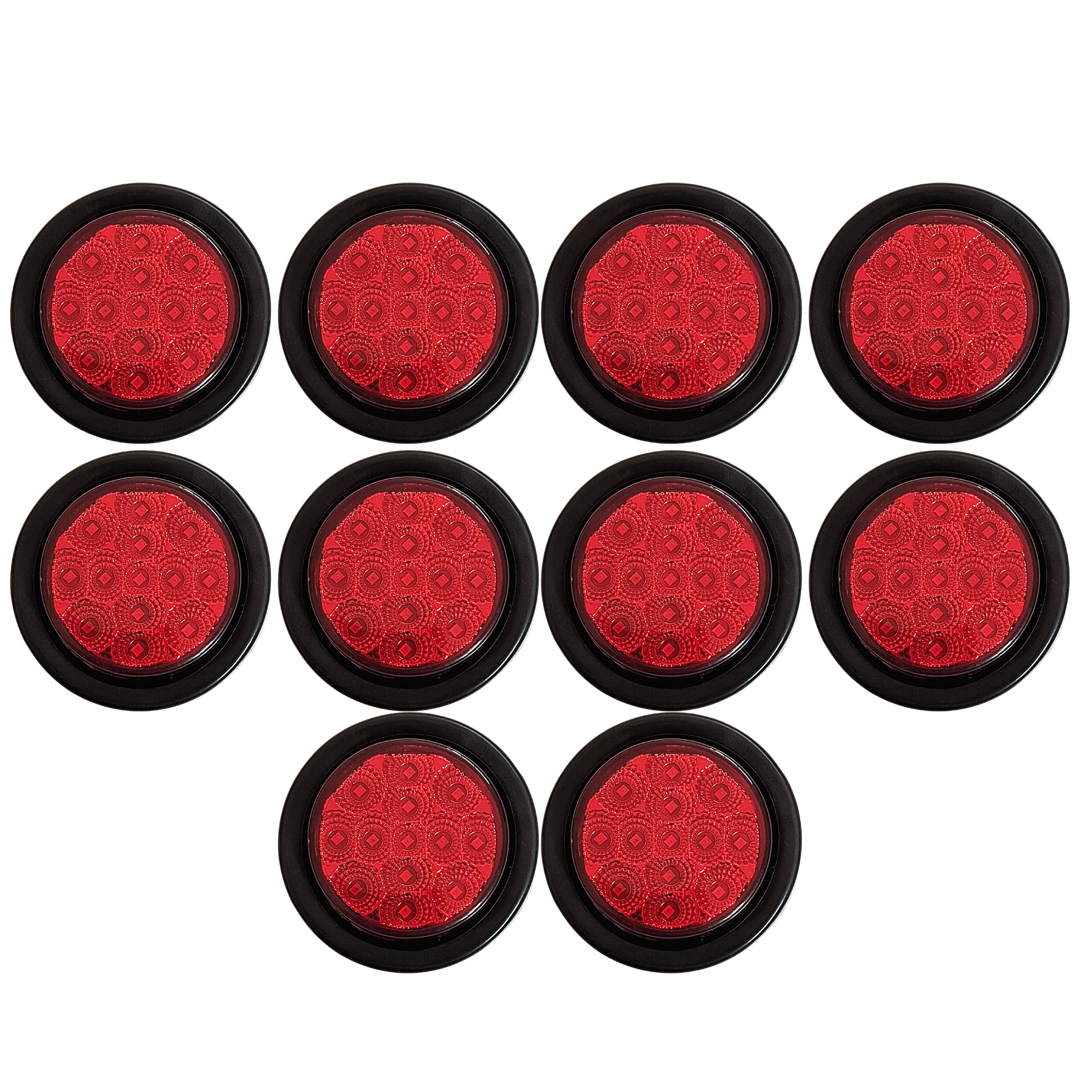 Amber/Red 2.5" Round Led Clearance Side Marker Lights Kit 13 LED Diodes Reflector Grommet Wire Pigtail Truck Utility Trailer RV UTV Tractor Flush Mount Waterproof 12V Sealed