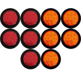 All Star Truck Parts Amber/Red 2.5" Round Amber Led Clearance Side Marker Lights Kit 13 LED Diodes Reflector Grommet Wire Pigtail Truck Utility Trailer RV UTV Tractor Flush Mount Waterproof 12V Sealed