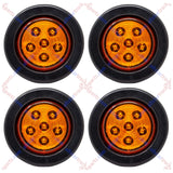 2.5/2-1/2" Round 6 LED Red/Amber Light Truck Trailer Side Marker Clearance Grommet Pigtail Plug Kit