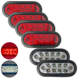 All Star Truck Parts [Red/White/Amber 6" Oval 10 LED Trailer Tail Light Kit [DOT Certified] [With Grommets & Plugs] [IP67 Waterproof] Stop Brake Turn Reverse Back Up Headache Rack Backrack Flatbed RV