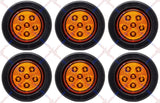 2.5/2-1/2" Round 6 LED Red/Amber Light Truck Trailer Side Marker Clearance Grommet Pigtail Plug Kit