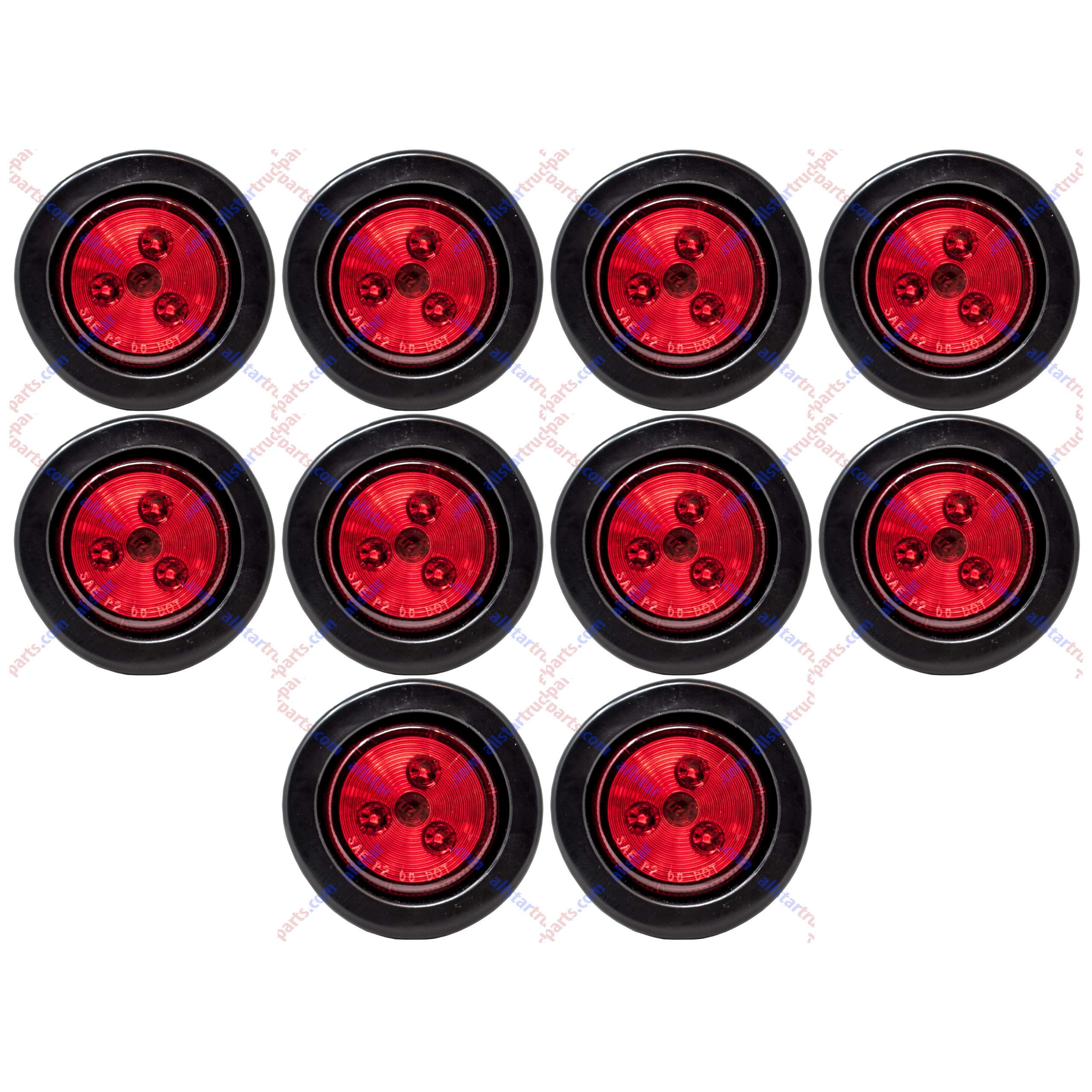 Red/Amber 2" Round Trailer 9 LED Clearance Side Marker Lights [DOT FMVSS 108] [SAE P2] [Reflector Lens] [Grommet+Plug] [Flush-Mount] [Waterproof IP67] Marker Clearance Lights Trailer Truck