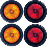 2" Round Trailer 9 LED Clearance Side Marker Lights Amber/Red [DOT FMVSS 108] [SAE P2] [Reflector Lens] [Grommet+Plug] [Flush-Mount] [Waterproof IP67] Marker Clearance Lights Trailer Truck