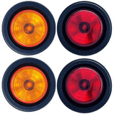 Red/Amber 2" Round Trailer 9 LED Clearance Side Marker Lights [DOT FMVSS 108] [SAE P2] [Reflector Lens] [Grommet+Plug] [Flush-Mount] [Waterproof IP67] Marker Clearance Lights Trailer Truck