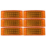 All Star Truck Parts] Qty 6 Amber/Red 6" 21 LED Side Marker Clearance Light Rectangle 12V Truck Trailer Camper Boat Marine 6x2 Rectangular Surface Mount [Sealed and Waterproof]