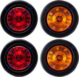 2.5" Round 12 LED Light Truck Trailer Side Marker Clearance Kit 2 Red & 2 Amber