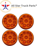 4 PC 3-1/7" Round LED Light Chrome Side Marker Clearance S/T/T 3 Wire Design [2 Screw Surface Mount] [9 LEDs] [Chrome Base] [IP 67] for Trailers - 4 Amber