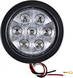 Qty 4-4" Inch White 7 LED Round Backup/Reverse Truck Light w/Grommet & Pigtail