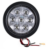 2pcs 4" Round LED Trailer Tail Lights White 7 LED Reverse Back up Trailer Lights Reflective Lens for RV Trucks, Waterproof Sealed Round led Reverse Fog Lights Flush Mount for Truck Trailer Boat Bus