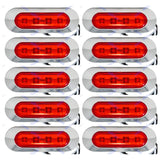 3.7" Oval Bar Style LED Lights Chrome Side/Rear Marker Clearance Truck Trailer Boat CAB RV Amber/Red Lens [4 LEDs] [Chrome Bezel] [IP 67 Submersible Waterproof]