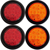 Amber/Red 2.5" Round Led Clearance Side Marker Lights Kit 13 LED Diodes Reflector Grommet Wire Pigtail Truck Utility Trailer RV UTV Tractor Flush Mount Waterproof 12V Sealed