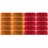 All Star Truck Parts] Amber + Red 6" 21 LED Side Marker Clearance Light Rectangle 12V Truck Trailer Camper Boat Marine 6x2 Rectangular Surface Mount [Sealed and Waterproof]