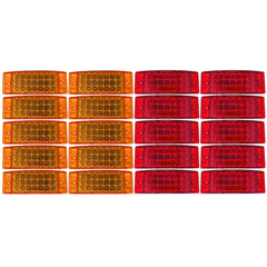 All Star Truck Parts] Amber + Red 6" 21 LED Side Marker Clearance Light Rectangle 12V Truck Trailer Camper Boat Marine 6x2 Rectangular Surface Mount [Sealed and Waterproof]