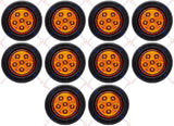 2.5/2-1/2" Round 6 LED Red/Amber Light Truck Trailer Side Marker Clearance Grommet Pigtail Plug Kit