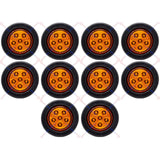 2.5/2-1/2" Round 6 LED Red/Amber Light Truck Trailer Side Marker Clearance Grommet Pigtail Plug Kit