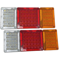 All Star Truck Parts] 70 LED Truck Rectangle 3 Color Tail Light Bar Waterproof Turn Signal Brake Reverse Running Combination Combo Box Truck Boat Trailer Pickup RV Camper UTV Vans (2PCS) 12V 13" x 5"