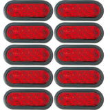 All Star Truck Parts 10X Red 6" Oval 10 LED Trailer Stop Turn Tail Light Kit DOT Certified + Grommets & Plugs IP67 Waterproof Parking Signal Headache Rack Backrack Truck Trailer 12V Reflective Lens