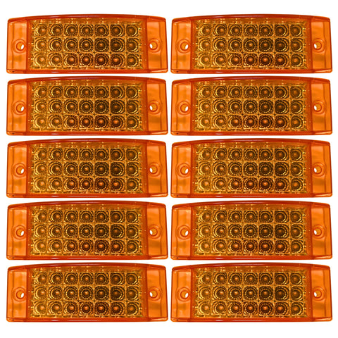 All Star Truck Parts] Qty 10 Amber/Red 6" 21 LED Side Marker Clearance Light Rectangle 12V Truck Trailer Camper Boat Marine 6x2 Rectangular Surface Mount [Sealed and Waterproof]