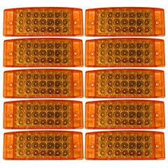 All Star Truck Parts] Qty 10 Amber/Red 6" 21 LED Side Marker Clearance Light Rectangle 12V Truck Trailer Camper Boat Marine 6x2 Rectangular Surface Mount [Sealed and Waterproof]