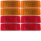 All Star Truck Parts] Amber + Red 6" 21 LED Side Marker Clearance Light Rectangle 12V Truck Trailer Camper Boat Marine 6x2 Rectangular Surface Mount [Sealed and Waterproof]