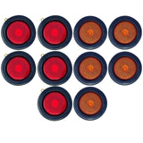 All Star Truck Parts] 2.5" Red/Amber 4 Led Round Side Marker Clearance Lights Grommet Flush Mount, Sealed Truck Trailer with Reflex Lens, IP67 Waterproof- Super Bright DOT SAE P2 FMVSS 180