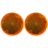 All Star Truck Parts 2 Pack [Amber/Red] 2" Inch Round Reflector Bike Trailer Truck Boat Mailbox Construction Equipment SUV RV Camper Safety Industrial Fence Super Strong Adhesive Gate Posts DOT/SAE