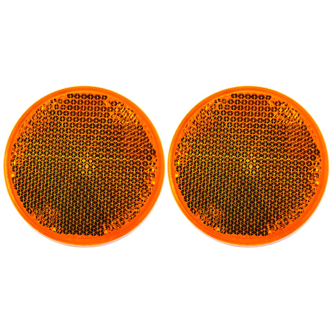 All Star Truck Parts 2 Pack [Amber/Red] 2" Inch Round Reflector Bike Trailer Truck Boat Mailbox Construction Equipment SUV RV Camper Safety Industrial Fence Super Strong Adhesive Gate Posts DOT/SAE