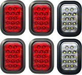 All Star Truck Parts 5x3 Red/White/Amber Rectangle 12 LED Stop/Turn/Tail Backup/Reverse/Signal Light Tow Truck Semi Trailer CM Flatbed Reading Postal Hitch RV Bus Grommet 3 Wire Pigtail Plug Kit