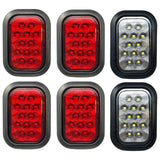 All Star Truck Parts 5x3 Red/White Rectangle Light 12 LED Stop/Turn/Tail Backup/Reverse Tow Truck Semi Trailer CM Flatbed Reading Postal Hitch Mounted RV Bus Grommet 3 Wire Pigtail Plug Kit 12V IP67