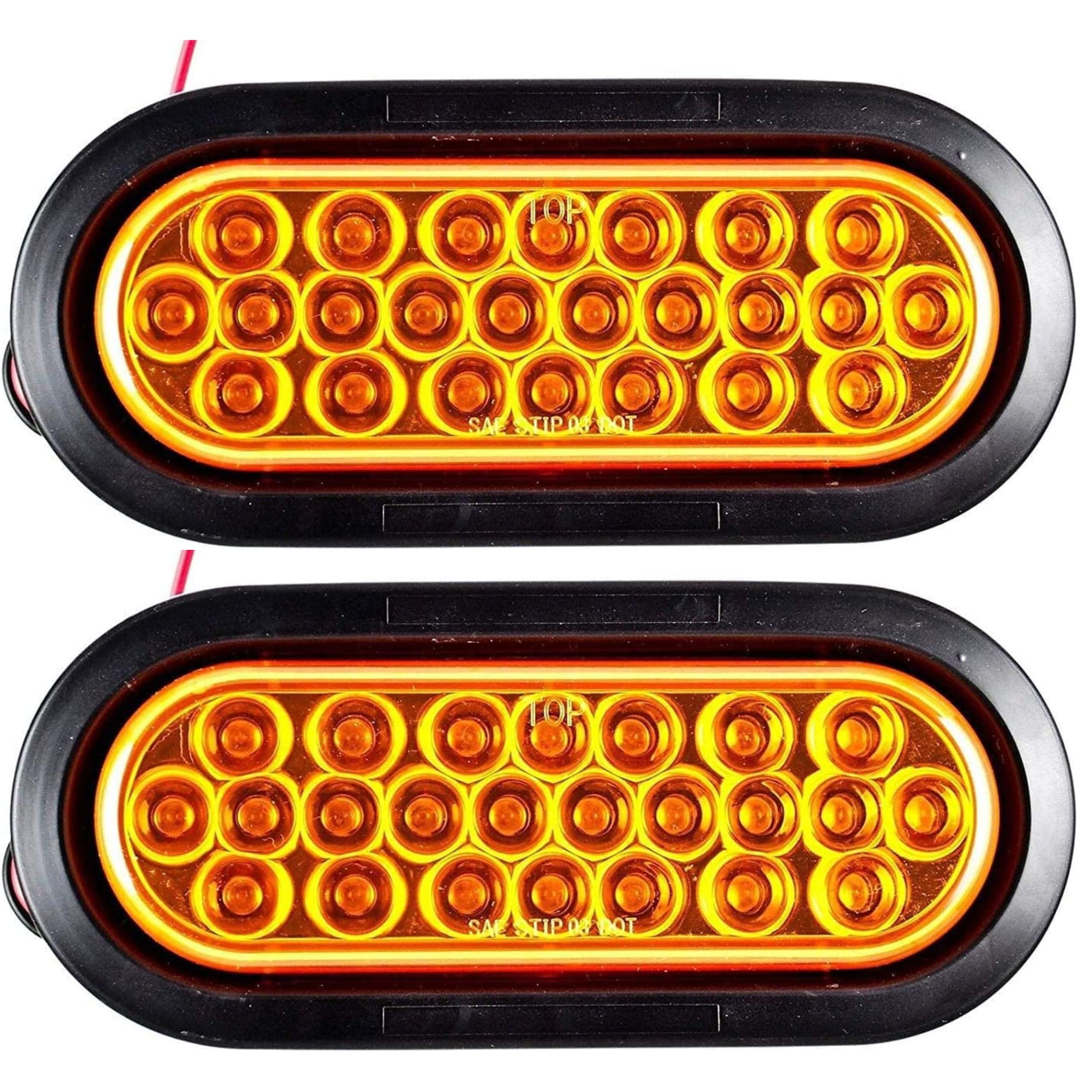 All Star Truck Parts] 6" Oval LED Recessed Amber Strobe Light, 24 LED DOT/SAE Approved & Marked, Waterproof, Super Bright High Powered Strobe for Towing�