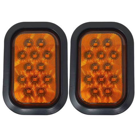 All Star Truck Parts 5x3 Red/White/Amber Rectangle 12 LED Stop/Turn/Tail Backup/Reverse/Signal Light Tow Truck Semi Trailer CM Flatbed Reading Postal Hitch RV Bus Grommet 3 Wire Pigtail Plug Kit