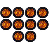 All Star Truck Parts] 2.5" Red/Amber 12 Led Round Side Marker Clearance Lights Grommet Flush Mount, Sealed Truck Trailer with Reflex Lens, IP67 Waterproof- Super Bright DOT SAE P2 FMVSS 180