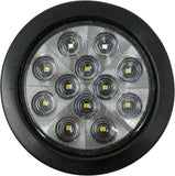 Qty 4-4" White 12 LED Round Backup Reverse Truck Light with Grommet & Pigtail