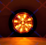 All Star Truck Parts] 2.5" Red/Amber 12 Led Round Side Marker Clearance Lights Grommet Flush Mount, Sealed Truck Trailer with Reflex Lens, IP67 Waterproof- Super Bright DOT SAE P2 FMVSS 180