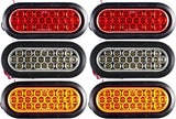 Red/White/Amber 4" Round 24 LED Stop Turn Tail Light Reverse Backup Parking Running Lights 3 Wire Pigtail Plug Grommet Trucks Trailer RV Boat Camper Dump Truck IP67 Waterproof DOT Certified 12V