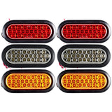 All Star Truck Parts [Red/White/Amber 6" Oval 24 LED Trailer Tail Light Kit [DOT Certified] [with Grommets & Plugs] [IP67 Waterproof] Stop Brake Turn Reverse Back Up Headache Rack Backrack Flatbed RV