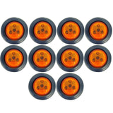 All Star Truck Parts] 2.5" Red/Amber 3 LED Round Side Marker Clearance Lights Grommet Flush Mount, Sealed Truck Trailer with Reflex Lens, IP67 Waterproof- Super Bright DOT SAE P2 FMVSS 180