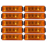 All Star Truck Parts] [Qty 10 [4"x1"] Amber/Red Thin line Trailer Led Side Marker and Clearance Lights 4 LED with Reflectors Submersible Sealed 12V Surface Mount for Truck Trailer Boats, Rectangular