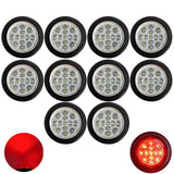 2" Round Amber/Red 13 LED Light Side Marker Clearance Clear Lens Reflector Lens Rubber Grommet + Removable 2 Wire Pigtail Plug IP67 Waterproof Trailers RV's Trucks Off Road 12V