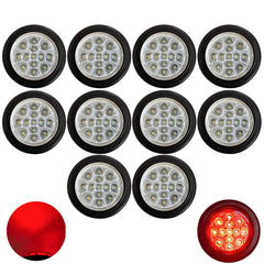 All Star Truck Parts 2" Round Amber/Red 13 LED Light Side Marker Clearance Clear Lens Reflector Lens Rubber Grommet + Removable 2 Wire Pigtail Plug IP67 Waterproof Trailers RV's Trucks Off Road 12V