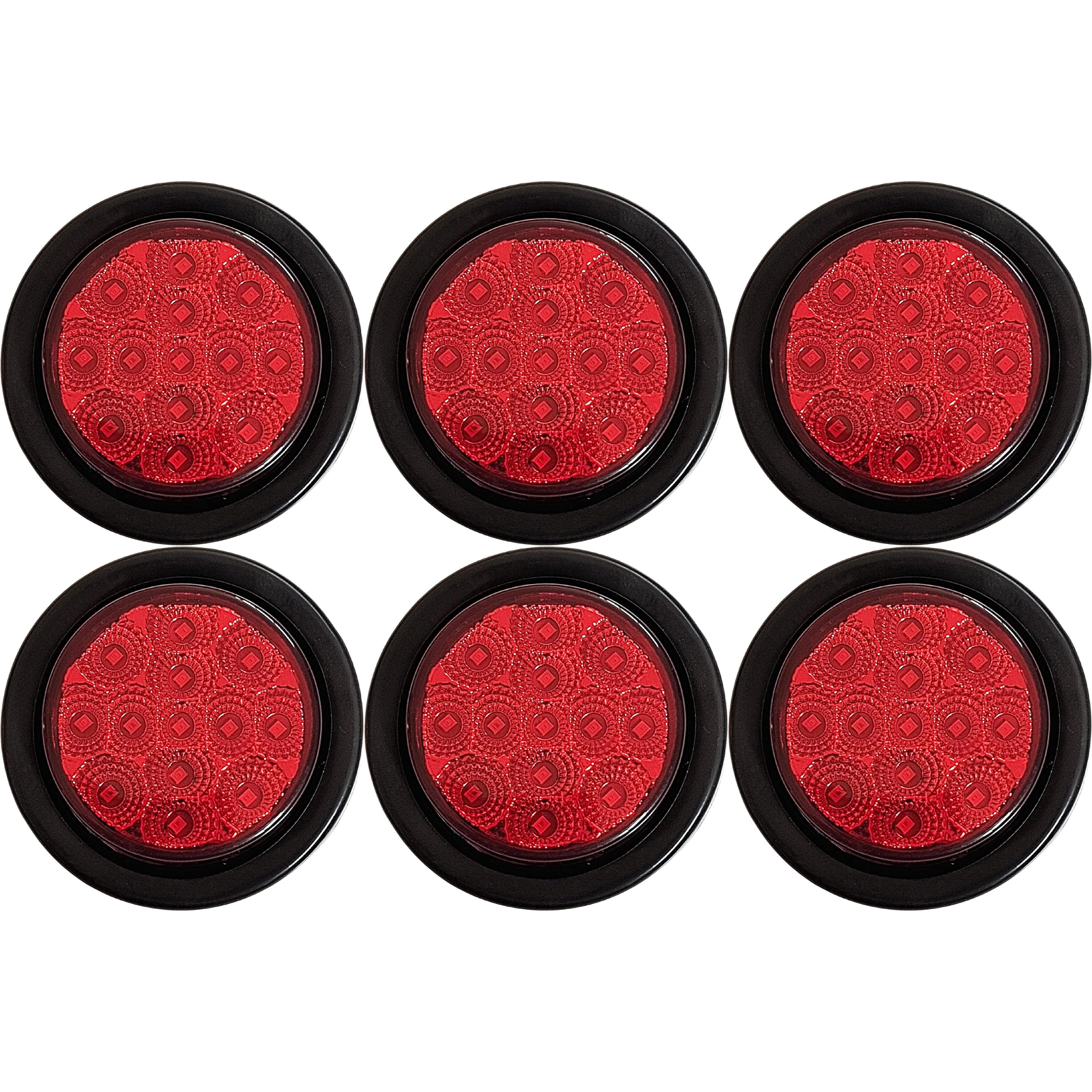 Amber/Red 2.5" Round Led Clearance Side Marker Lights Kit 13 LED Diodes Reflector Grommet Wire Pigtail Truck Utility Trailer RV UTV Tractor Flush Mount Waterproof 12V Sealed