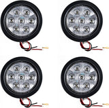 4" Inch 7 LED Round Stop/Backup/Reverse Truck Trailer Tail Light Kit w. Grommet & Pigtail