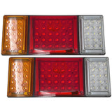 All Star Truck Parts] 60 LED Truck Rectangle 3 Color Tail Light Bar Waterproof Turn Signal Brake Reverse Running Combination Combo Box Truck Boat Trailer Pickup RV Camper UTV Vans (2PCS) 12V 12" x 5"