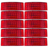 All Star Truck Parts] Qty 10 Amber/Red 6" 21 LED Side Marker Clearance Light Rectangle 12V Truck Trailer Camper Boat Marine 6x2 Rectangular Surface Mount [Sealed and Waterproof]