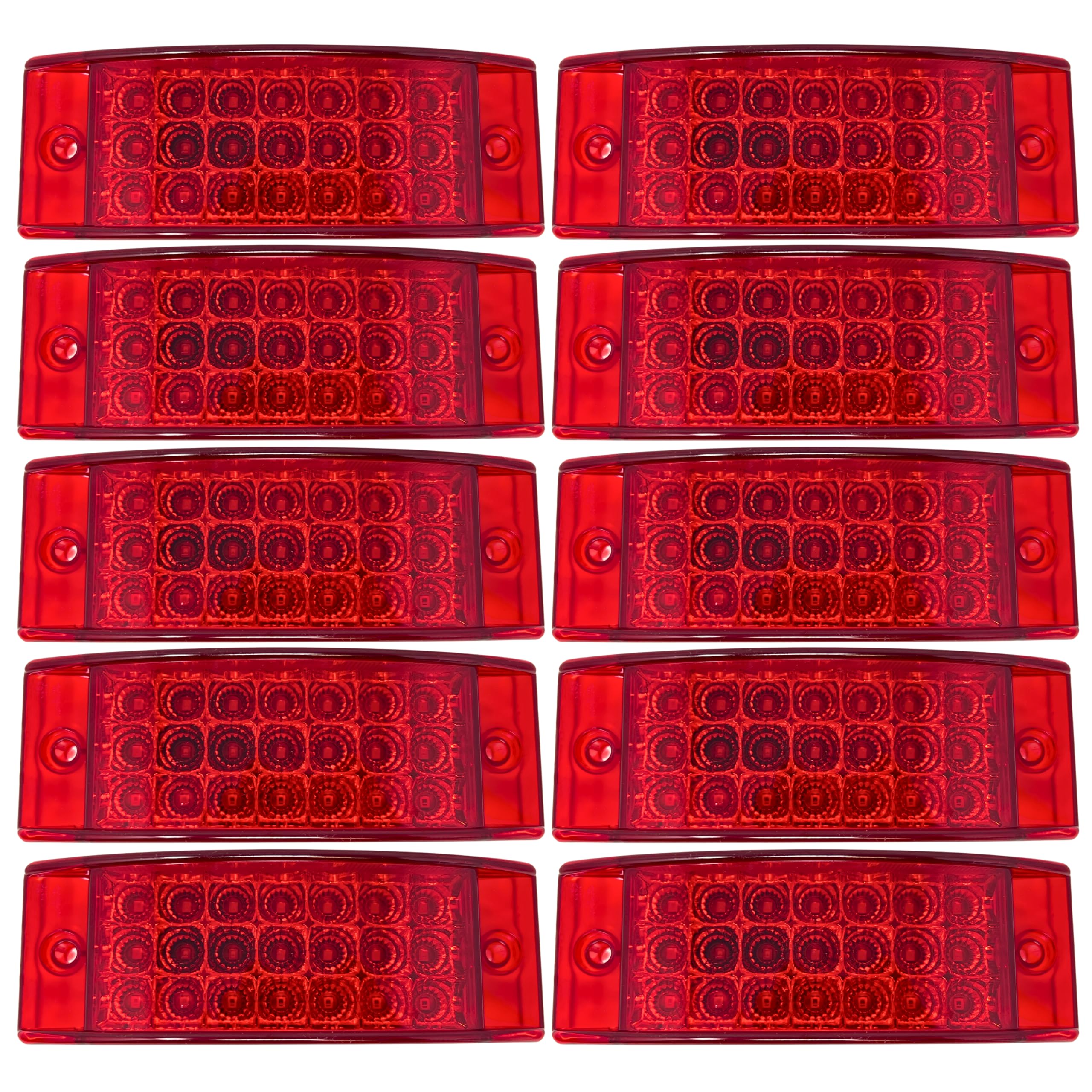 All Star Truck Parts] Qty 10 Amber/Red 6" 21 LED Side Marker Clearance Light Rectangle 12V Truck Trailer Camper Boat Marine 6x2 Rectangular Surface Mount [Sealed and Waterproof]